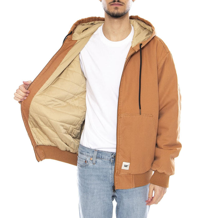 Washed Active Jacket -- Giacca Uomo Duck Marrone con Cappuccio 6040087 16-1432 CAT 