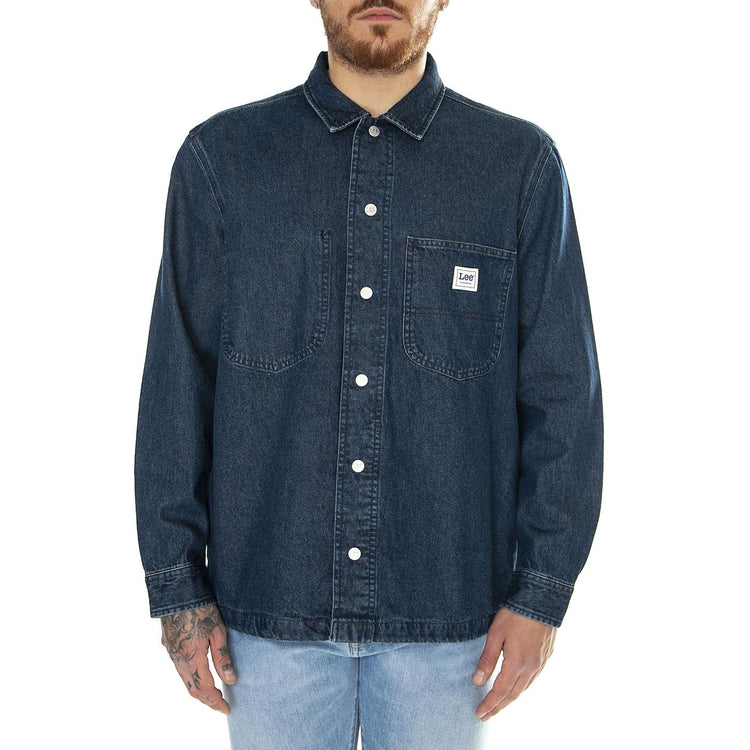 Loose Workwear Overshirt Mid Denim Blue - Camicia Denim Jeans Uomo Blu 112349344  LEE 