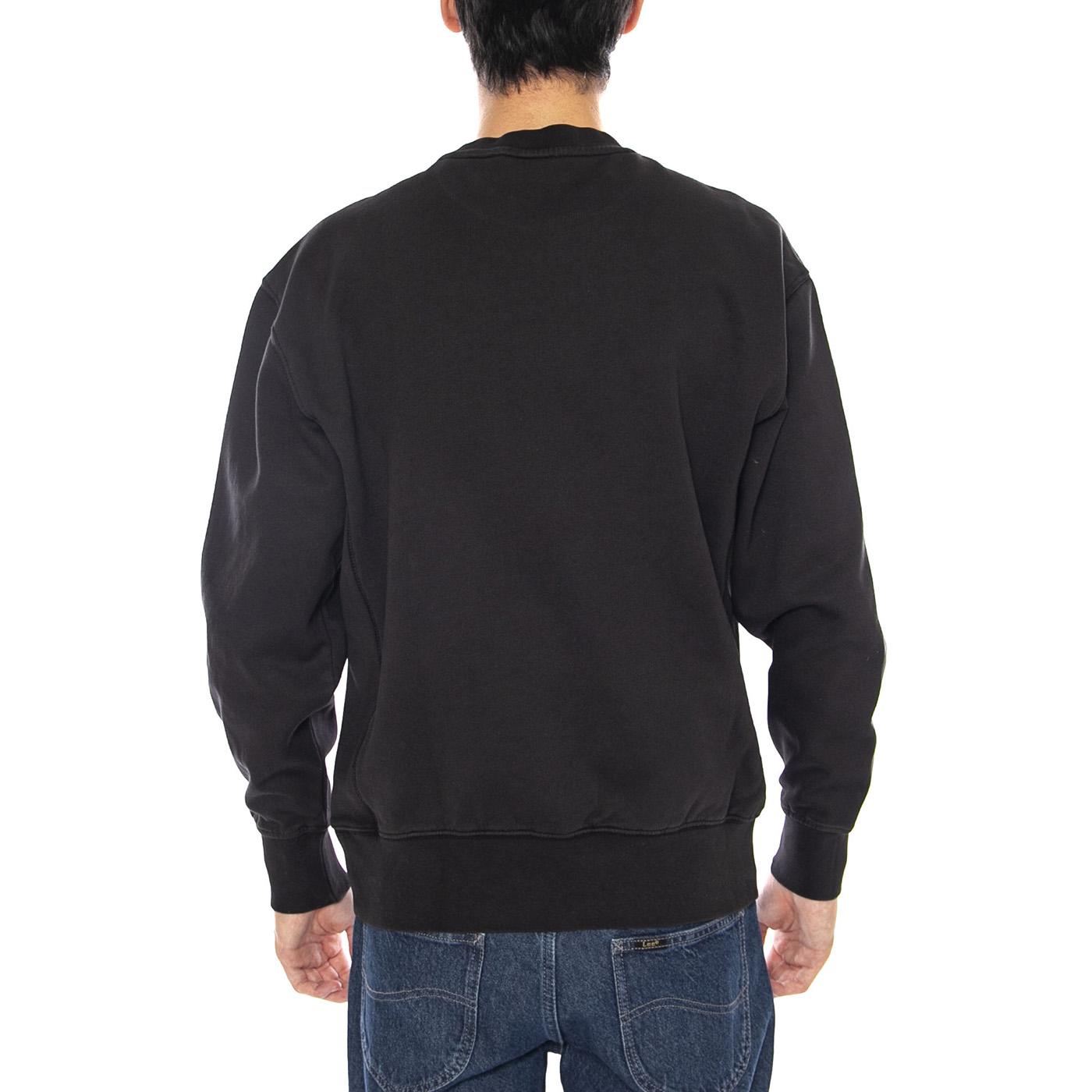 Authentic Crew Black Agate Garment Dye F Black - Felpa Girocollo Uomo Nera A9244-0000 . LEVIS 