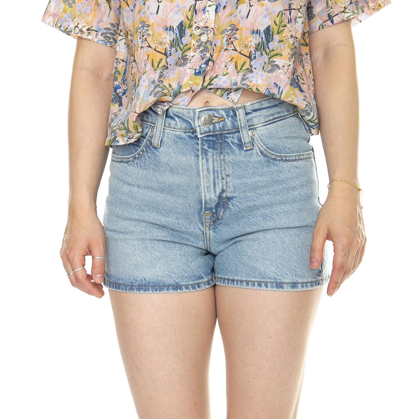 Carol Short Light Dew Blue - Pantaloncini Denim Jeans Donna Blu 112349019  LEE 