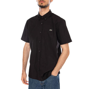 CAMICIA M/C BLACK - Camicia Maniche Corte Uomo Nera CH2312 3LA LACOSTE 