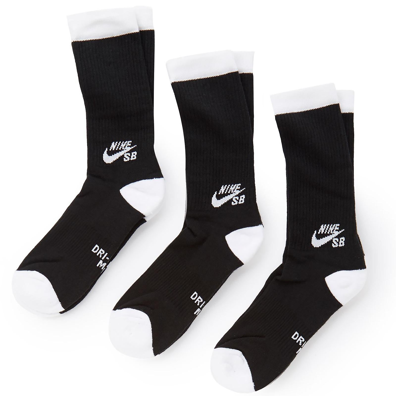 NIKE SB 3PPK CREW SOCK BLACK/WHITE SX5865-001  NIKE 