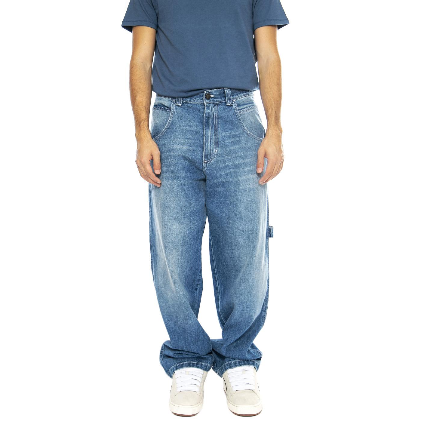 R-Blue-L Used Light Blue - Pantaloni Denim Jeans Uomo Blu R-BLUE-L  BLUESKIN 