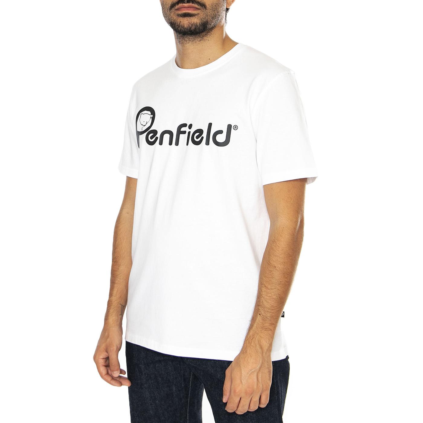 Penfield Bear Chest Print T-Shirt Bright White - Maglietta Girocollo Uomo Bianca PFD0019-002  PENFIELD 