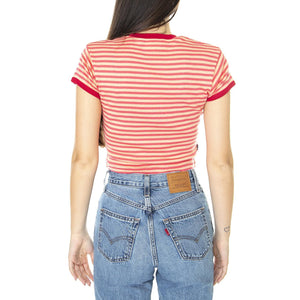 W' Zoe Baby Ringer Tee Pink Punch Multi - Maglietta Girocollo Donna Multicolore 231080147-PIN  OBEY 