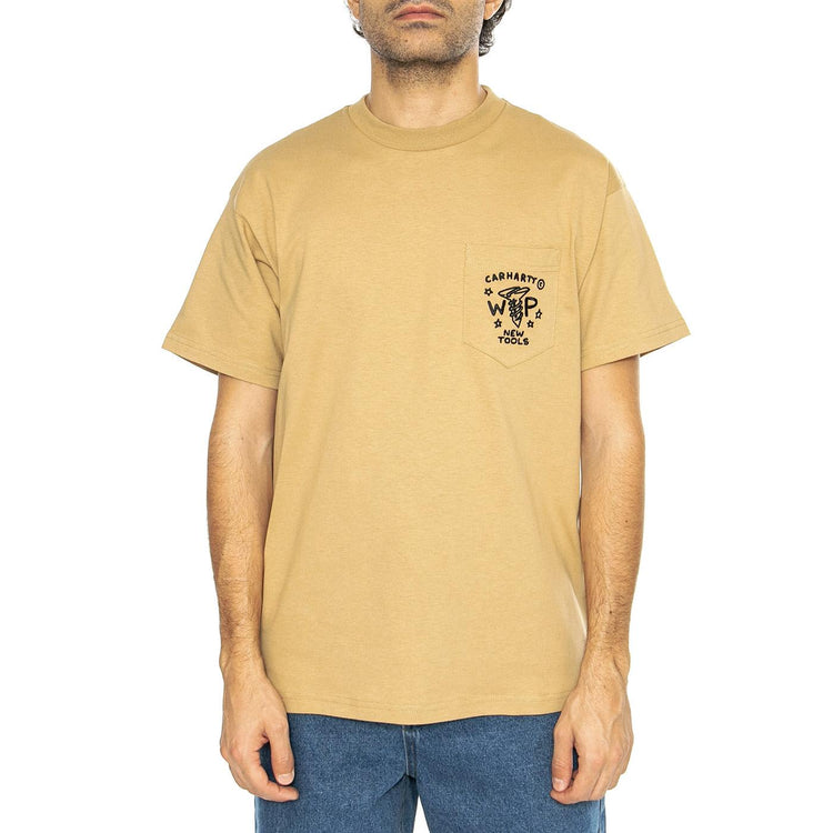 S/S Fragments Pocket T-Shirt Dusty H Brown / Black - Maglietta Girocollo Uomo Marrone I034407.0IAXX  CARHARTT WIP 