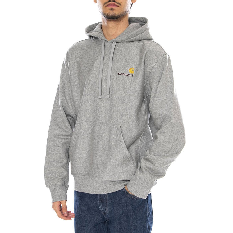 Hooded American Script Sweat Grey Heather - Felpa con Cappuccio Uomo Grigia I028279.V6XX  CARHARTT WIP 