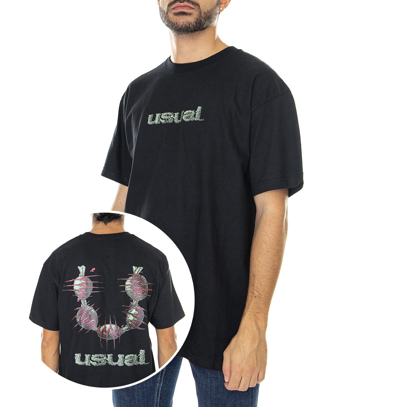 Dionea T-Shirt Black - Maglietta Girocollo Uomo Nera 262819_1  USUAL 