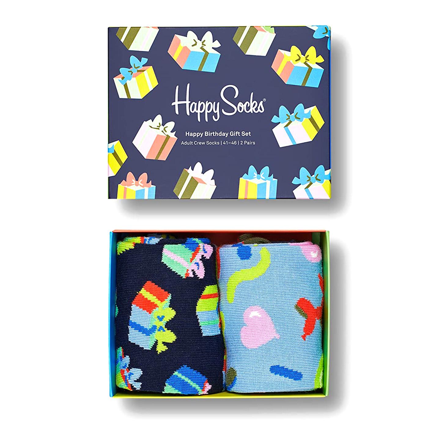 2-Pack Happy Birthday Socks Gift Set - Set da Due Paia di Calzini Multicolore XBIR02-0200  HAPPY SOCKS 