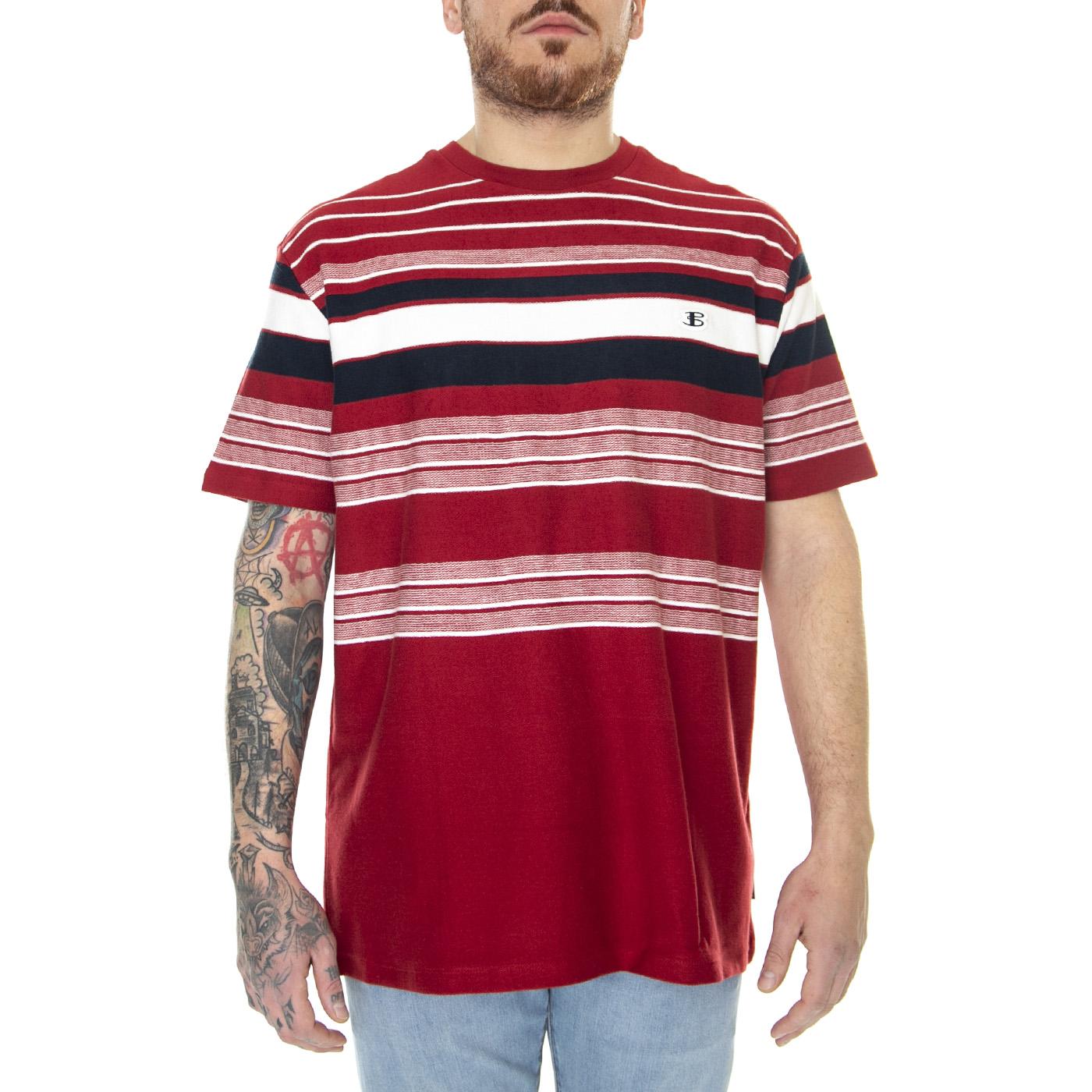 Reverse Knit Stripe Tee Red - Maglietta Girocollo Uomo Rossa / Multicolore 59331-550  BEN SHERMAN 