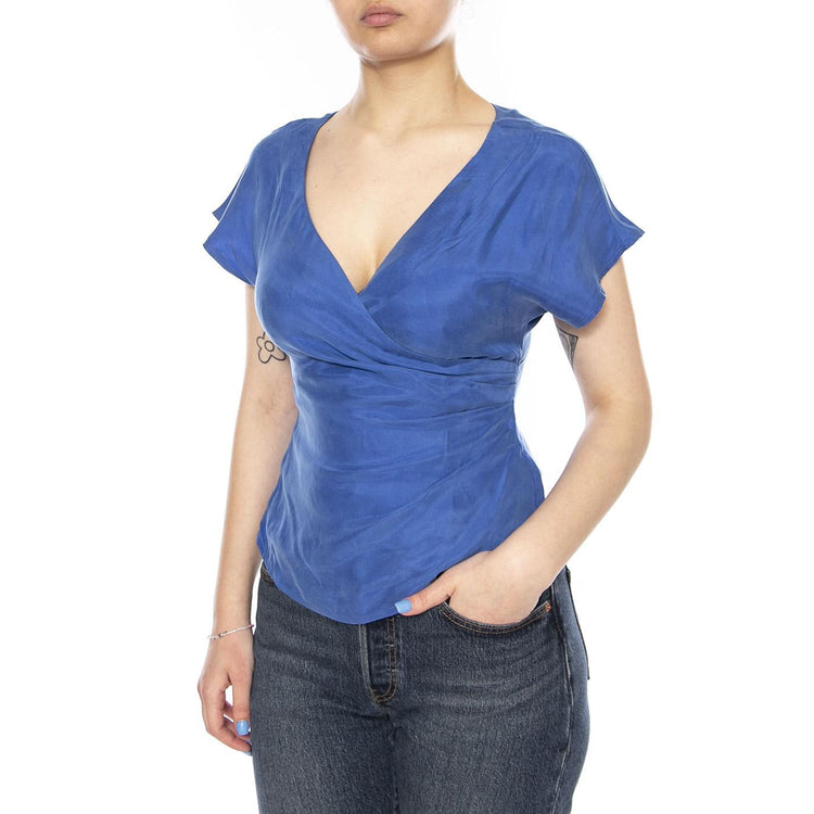 TOP CREPÉ AZUL - Top Donna Blu 61W/11218 BLUE WILD PONY 