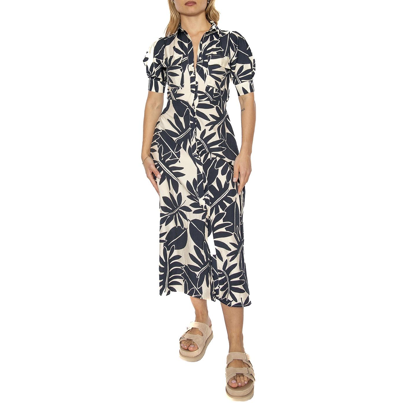 Vestido midi camisero floral Filodendro - Abito Donna Multicolore 51W/11203 . WILD PONY 