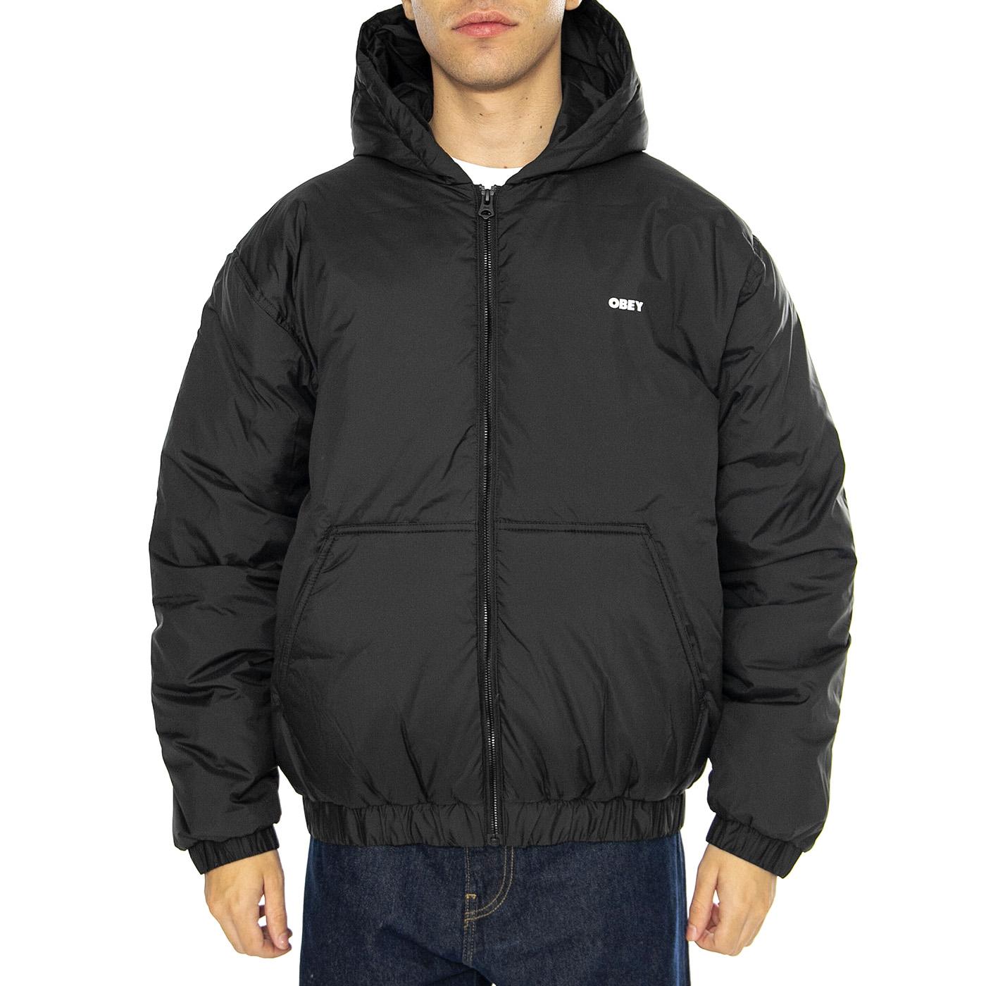 RETREAT HOODED JACKET BLACK - Giacca con Cappuccio Uomo Nera 121800547 BLK OBEY 