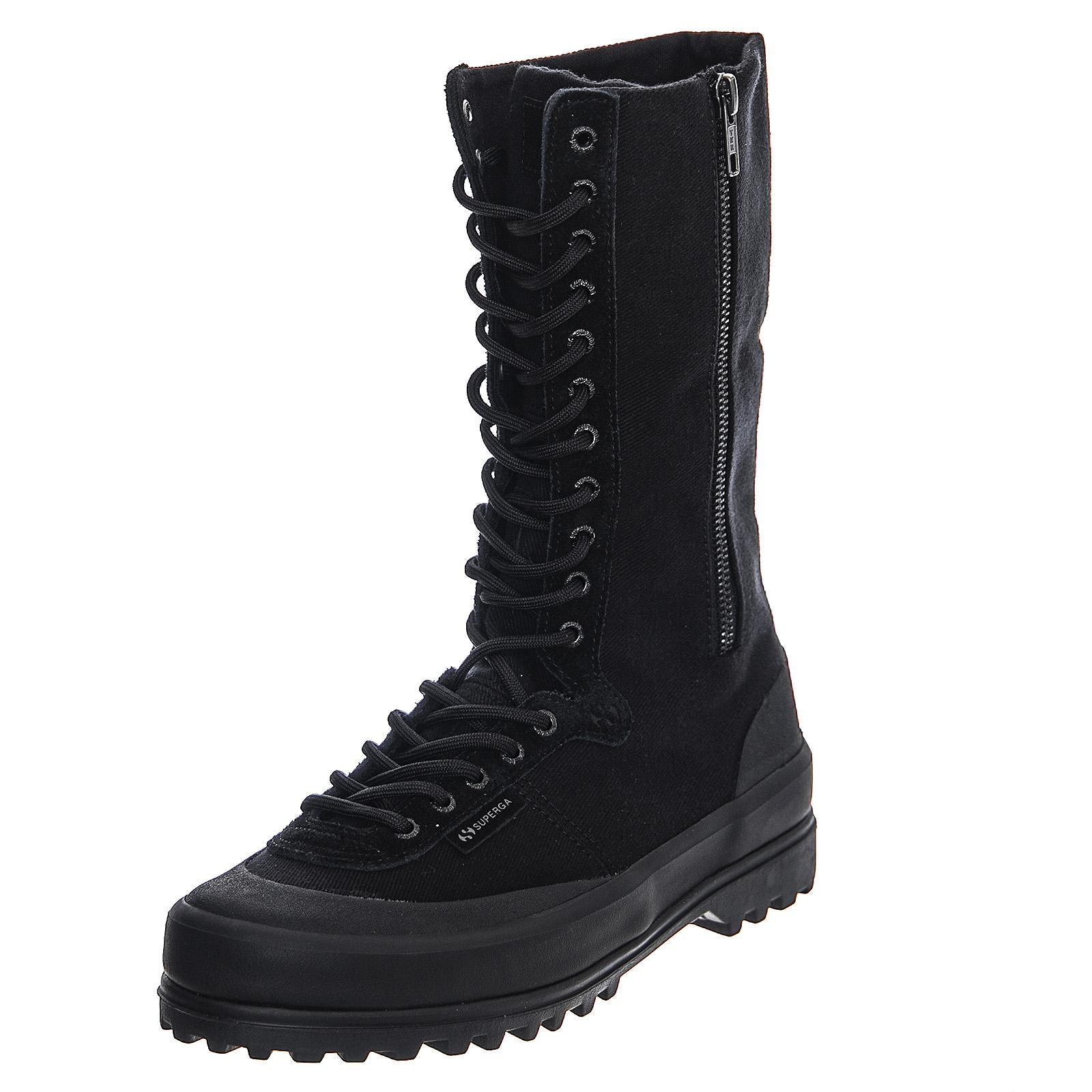 Alpina High - Total Black - Stivali / Anfibi Alti Donna Neri 02SP9074M13090 . SUPERGA 