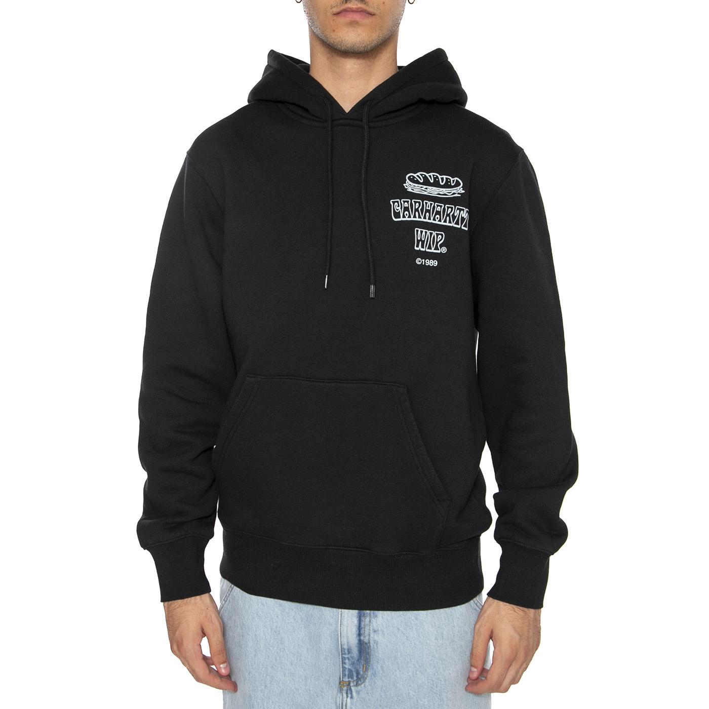 Hooded Sandwich Sweat Black / Blue Fog - Felpa Uomo Nera I035277.36AXX . CARHARTT WIP 