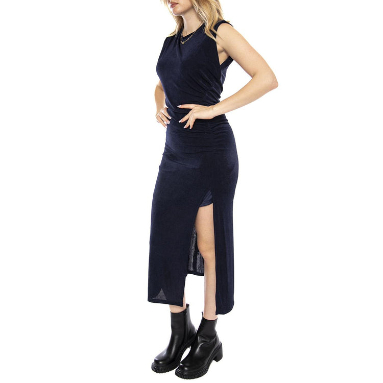 Vestido Midi Fruncido -- Abito Donna Navy Blue Lungo 53W/11236 Navy Blue WILD PONY 