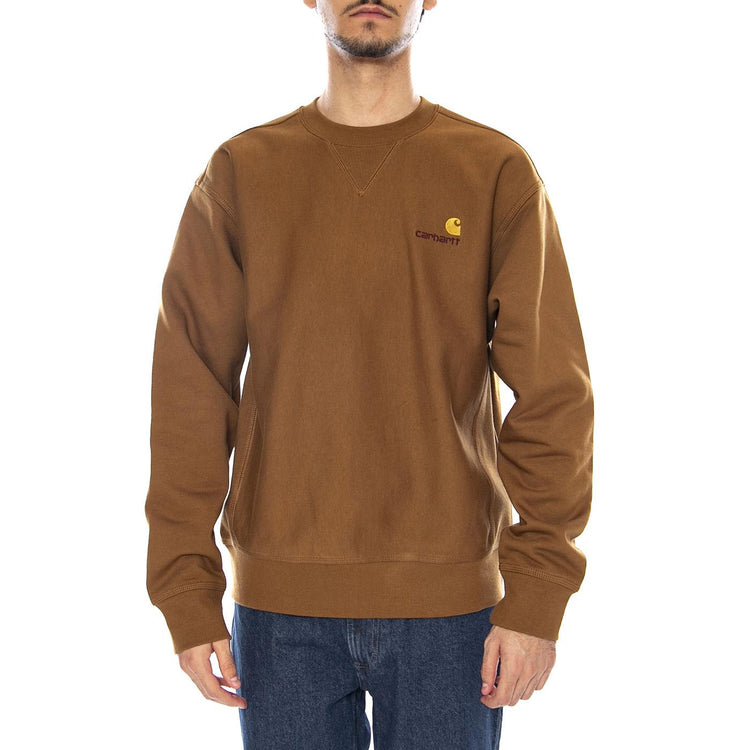 American Script Sweat Hamilton Brown - Felpa Girocollo Uomo Marrone I025475.HZXX . CARHARTT WIP 
