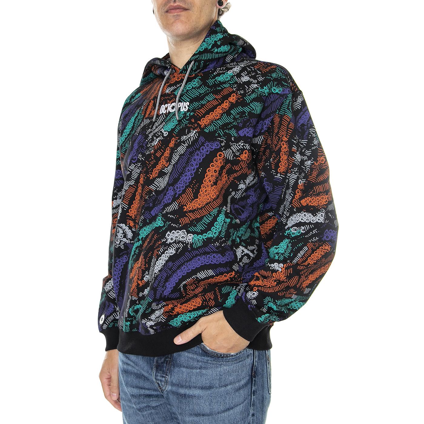 Deco Hoodie Multicolor - Felpa con Cappuccio Uomo Nera / Multicolore 22WOSH09-MULTICOLOR  OCTOPUS 