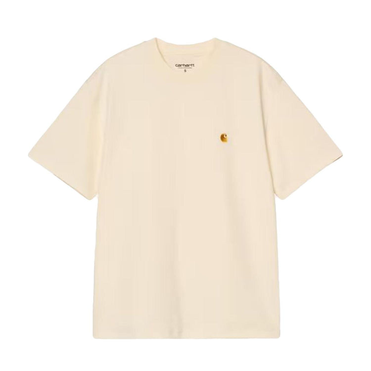 W' S/S CHASE T-SHIRT ORGANIC COTTON SINGLE JERSEY CINEREOUS / GOLD - Maglietta Girocollo Donna Beige I033045 3LQ XX CARHARTT 