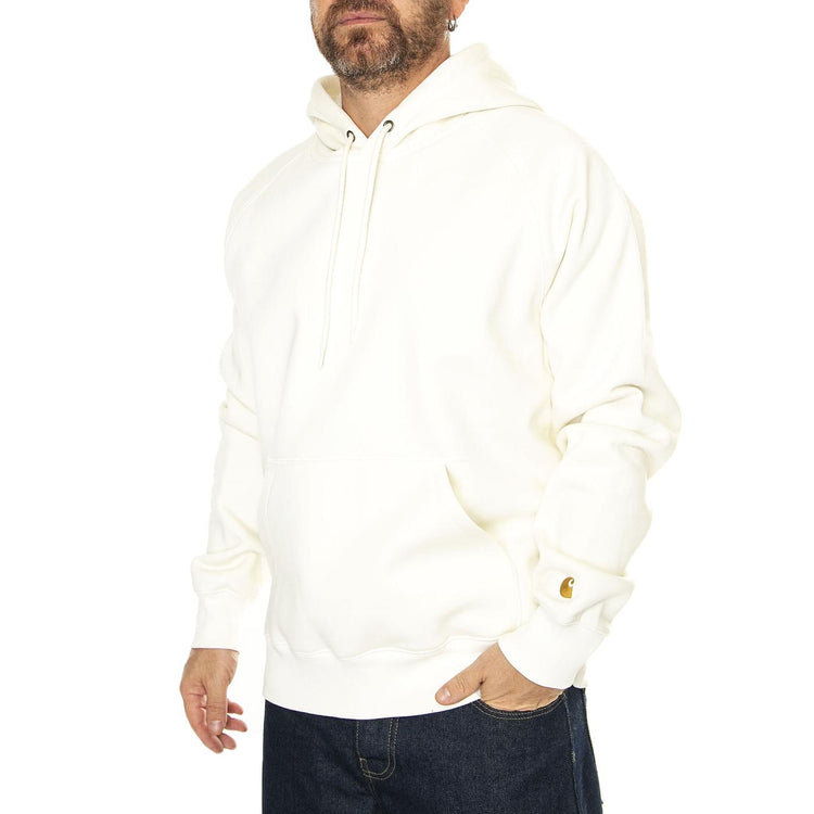 Hooded Chase Sweat Wax / Gold - Felpa con Cappuccio Uomo Bianca I033661.0SHXX  CARHARTT WIP 