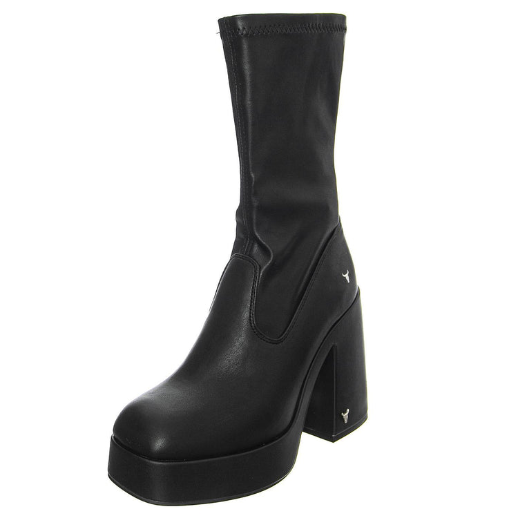 HIDDEN BLACK STRETCH PU - Stivaletti alla Caviglia Donna Neri WSSHIDDEN-BLK . WINDSOR SMITH 