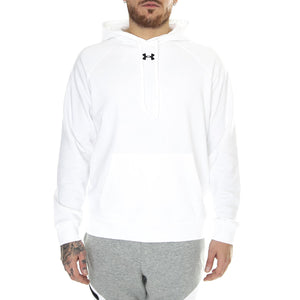 UA Rival Fleece Hoodie White Sweat - Felpa con Cappuccio Uomo Bianca 77-1379757-100  UNDER ARMOUR 