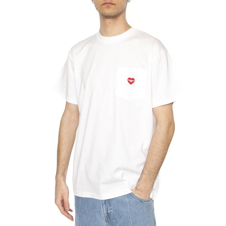 S/S Pocket Heart T-Shirt White / Red - Maglietta Girocollo Uomo Bianca I032128.1WZXX . CARHARTT WIP 