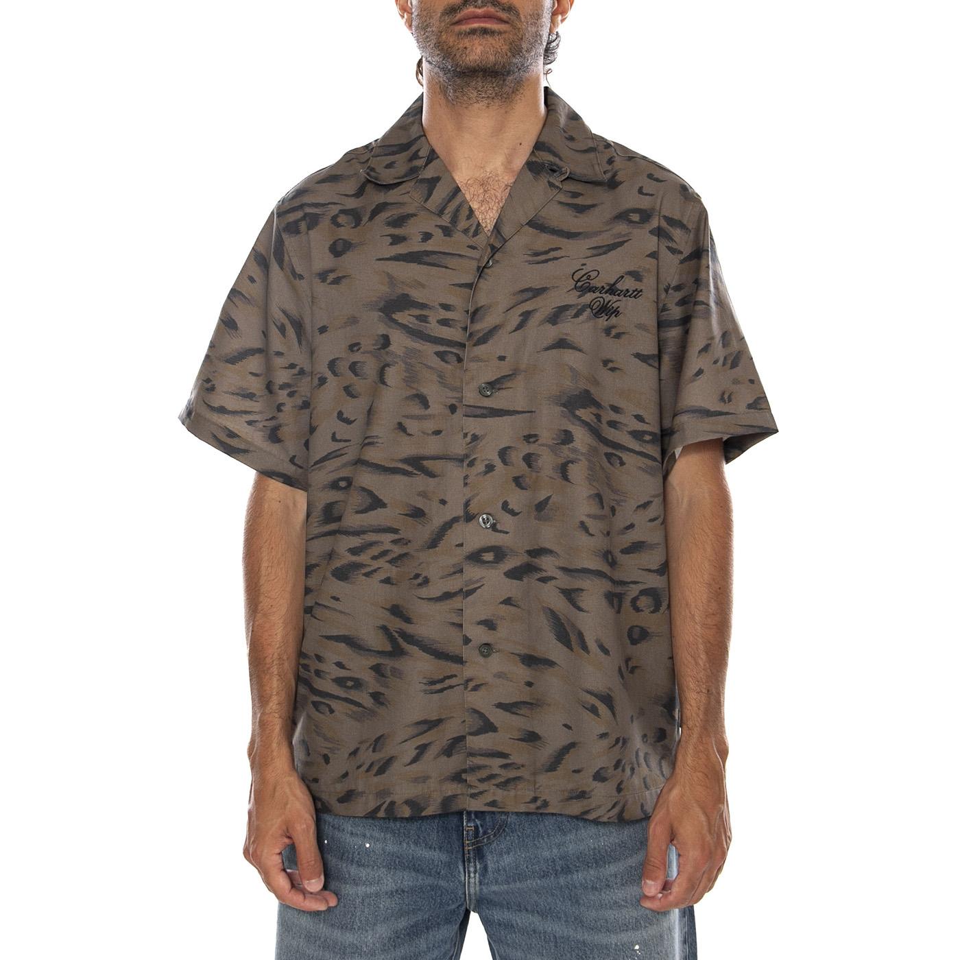 S/S TRAVON SHIRT CYPRESS / BLACK - Camicia Maniche Corte Uomo Multicolore I036808 3TDXX CARHARTT WIP 