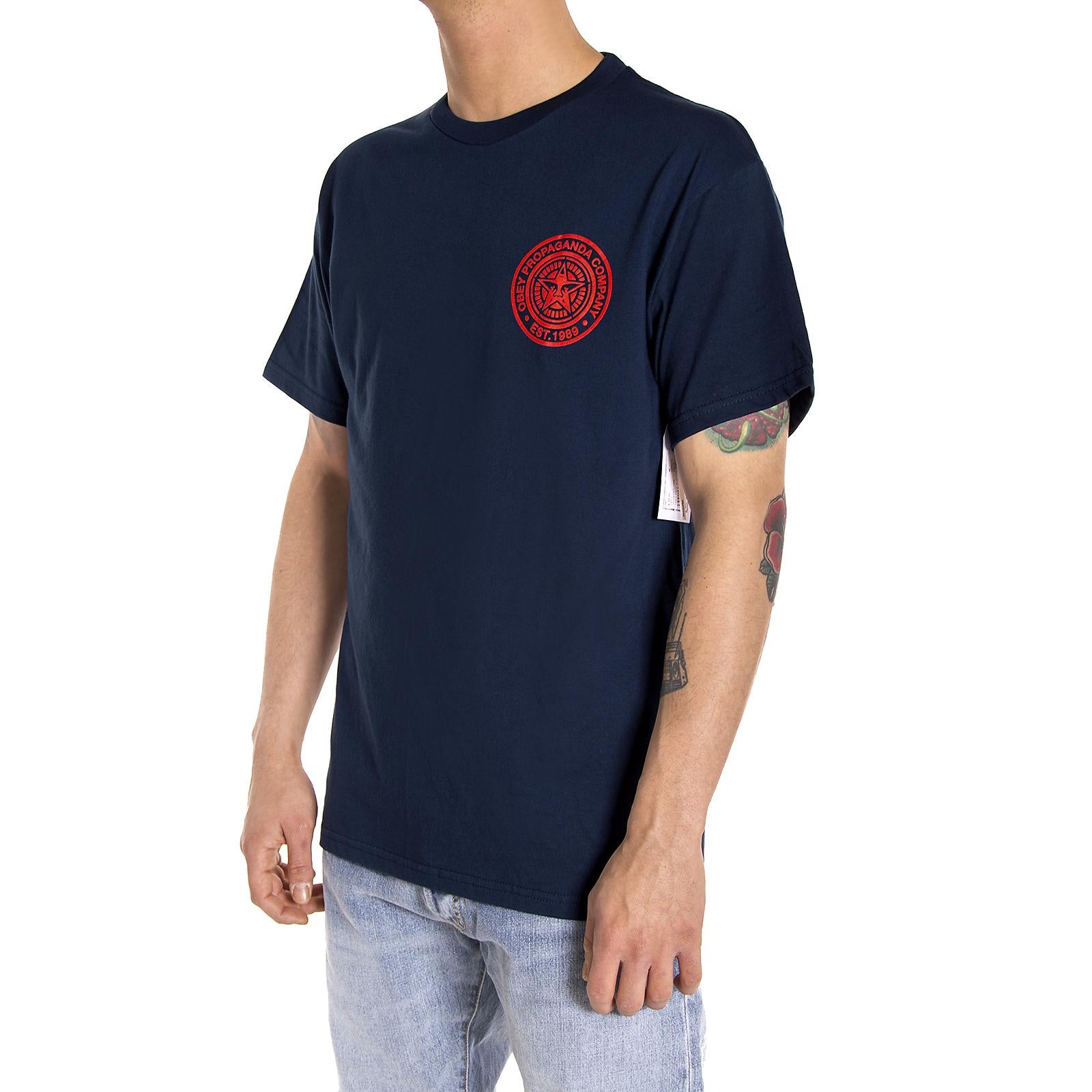 OBEY PROPAGANDA COMPANY PREMIUM S/S TEE NAVY/RED 165361201-NRE  OBEY 