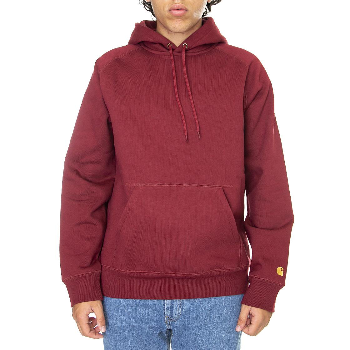 Hooded Chase Sweat Corvina / Gold - Felpa con Cappuccio Uomo Rossa I026384-11GXX  CARHARTT WIP 