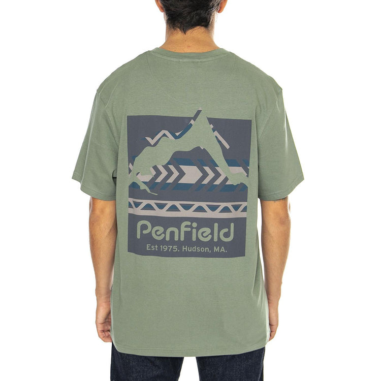 Mountain Filled Back Graphic S Laurel Wreath - Maglietta Girocollo Uomo Verde PFD0222-D66  PENFIELD 