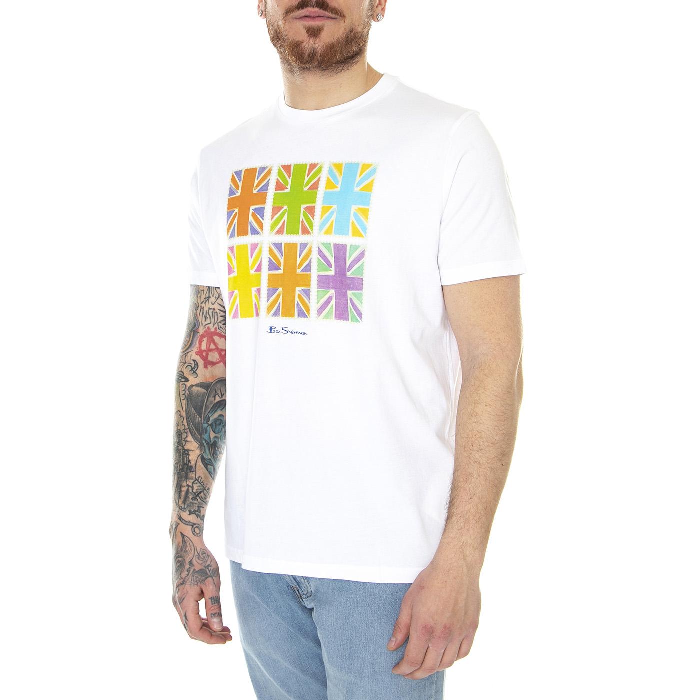 Painted Jacks Print Tee White - Maglietta Girocollo Uomo Bianca 67131-010  BEN SHERMAN 