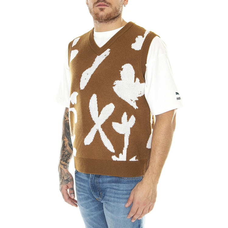 Amir Sweater Vest Catechu Wood Multi - Gilet Uomo Marrone 151000071-CTU  OBEY 