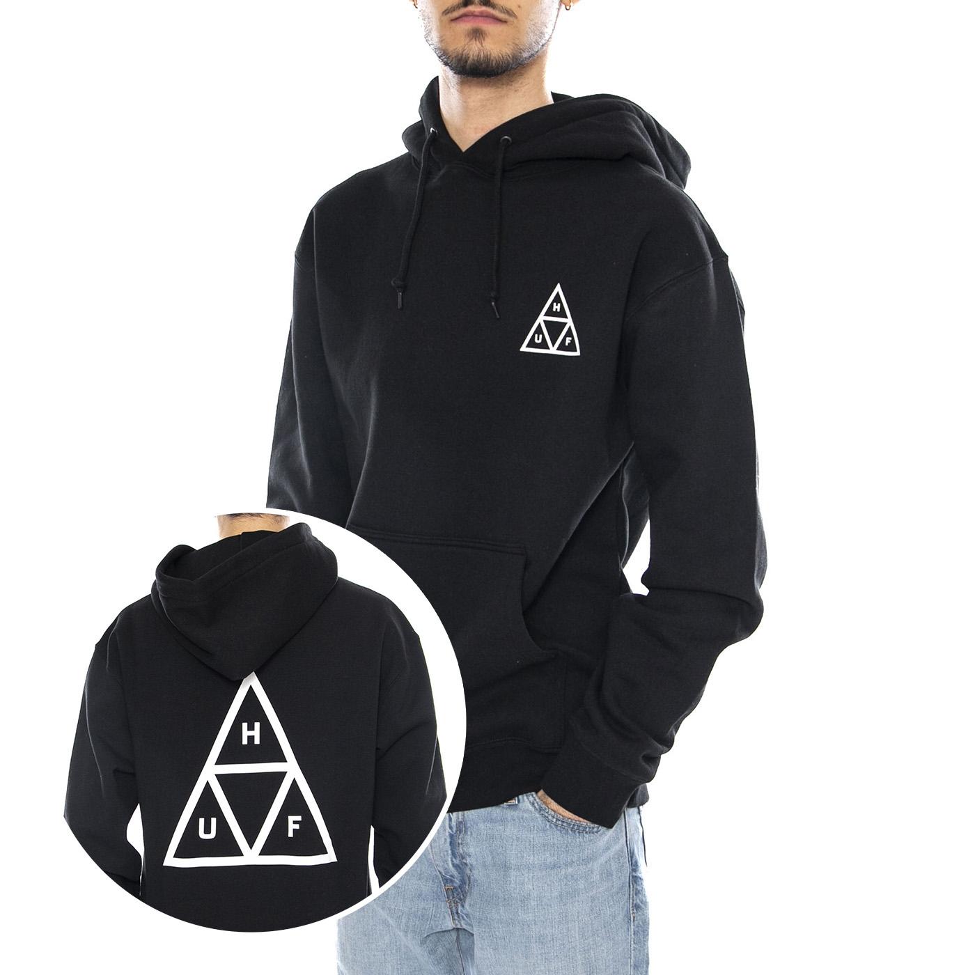 HUF Set TT P/O Hoodie -- Felpa Uomo Cappuccio Nera PF00572 BLK HUF 