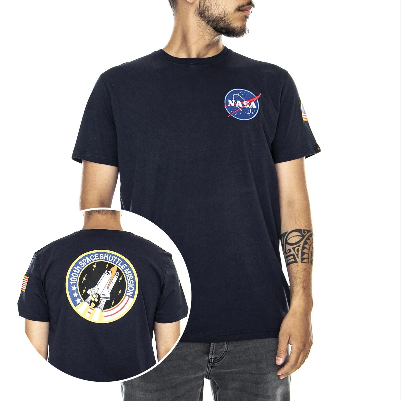 Space Shuttle - Maglietta Girocollo Uomo Blu Navy 176507-07  ALPHA INDUSTRIES 