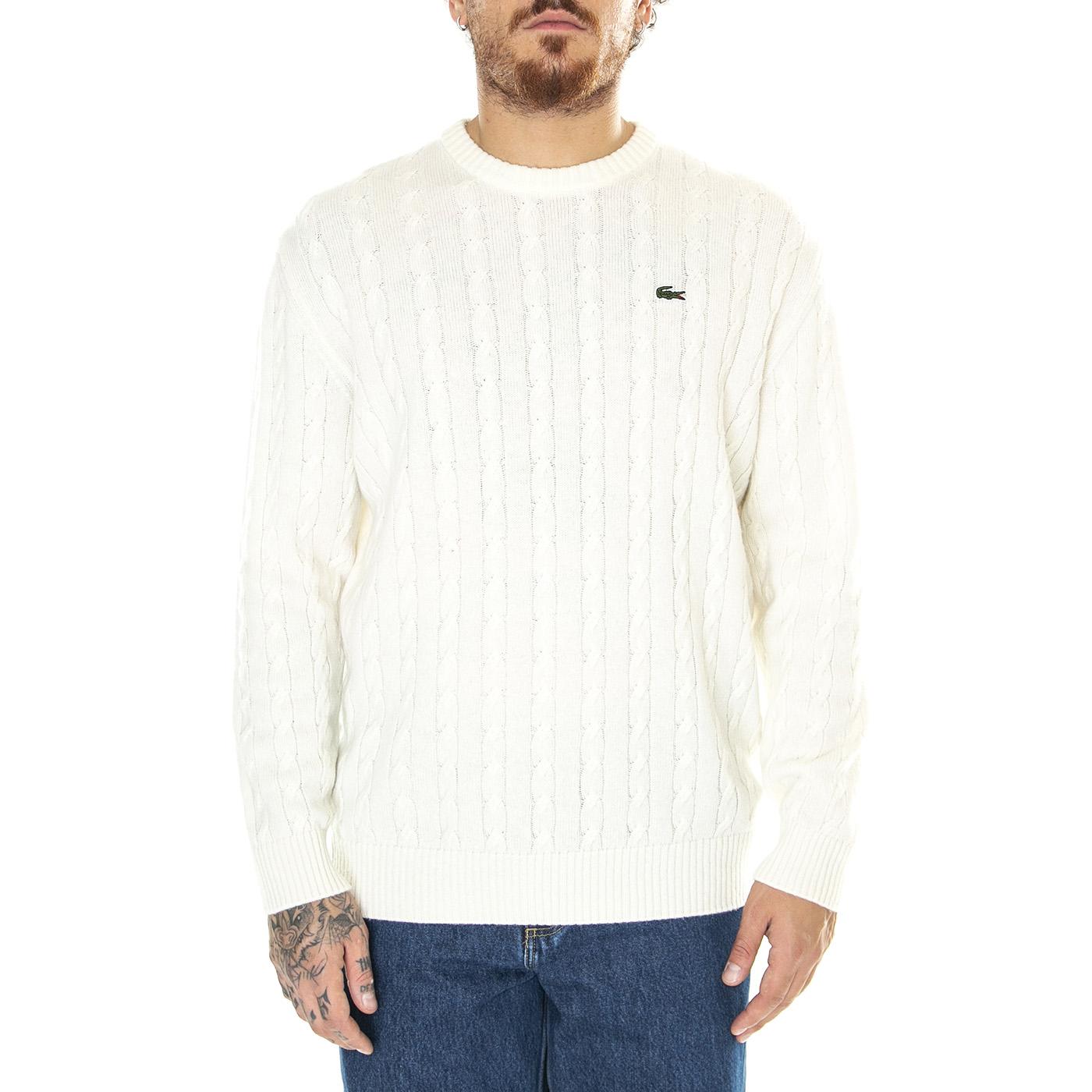 Pullover AH8566-XFJ White - Maglione Girocollo Uomo Bianco AH8566-XFJ  LACOSTE 