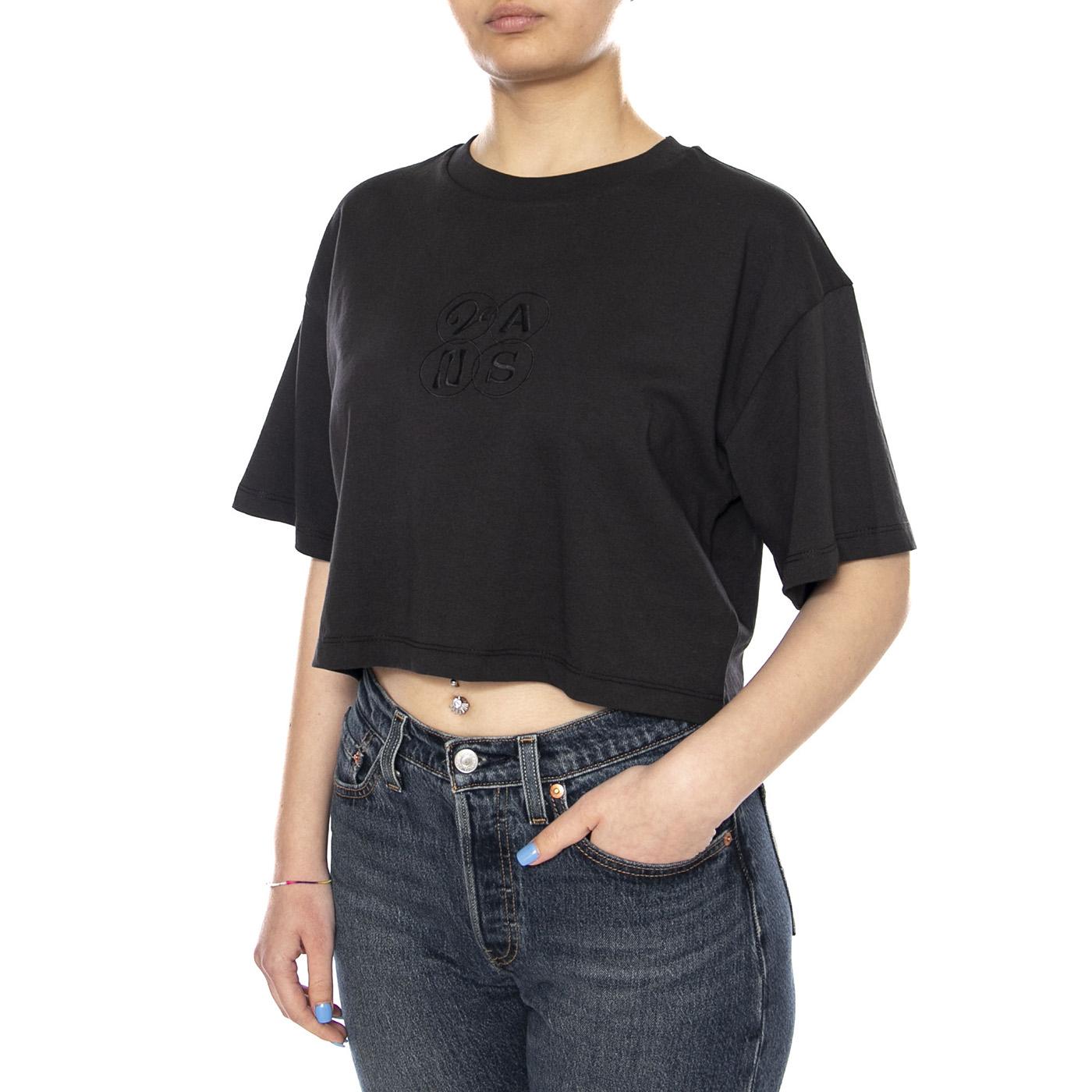 ELLIPSE RELAX CROP SS - Maglietta Girocollo Donna Nera VN000XDW BLK1 VANS 
