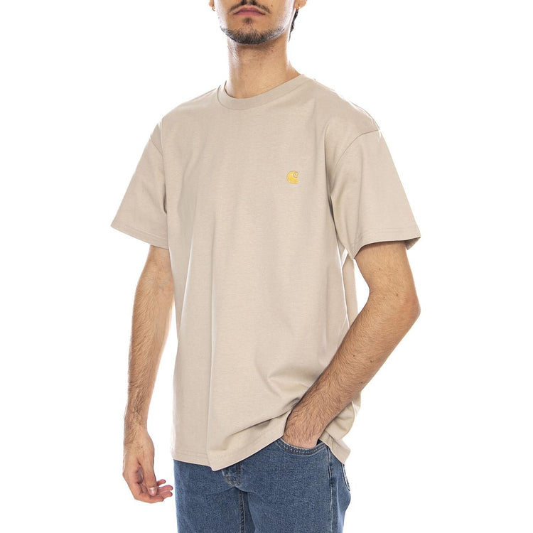 S/S Chase T-Shirt Fleur De Sel / Gold - Maglietta Girocollo Uomo Beige I026391.38AXX . CARHARTT WIP 