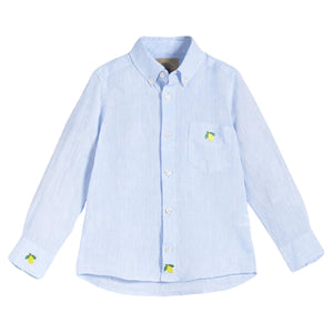 Kids Lemon Linen Shirt - Blue - Camicia Bambino Blu 01-7001-04-01-7001-04 . OAS 