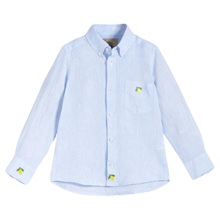 Kids Lemon Linen Shirt - Blue - Camicia Bambino Blu 01-7001-04-01-7001-04 . OAS 
