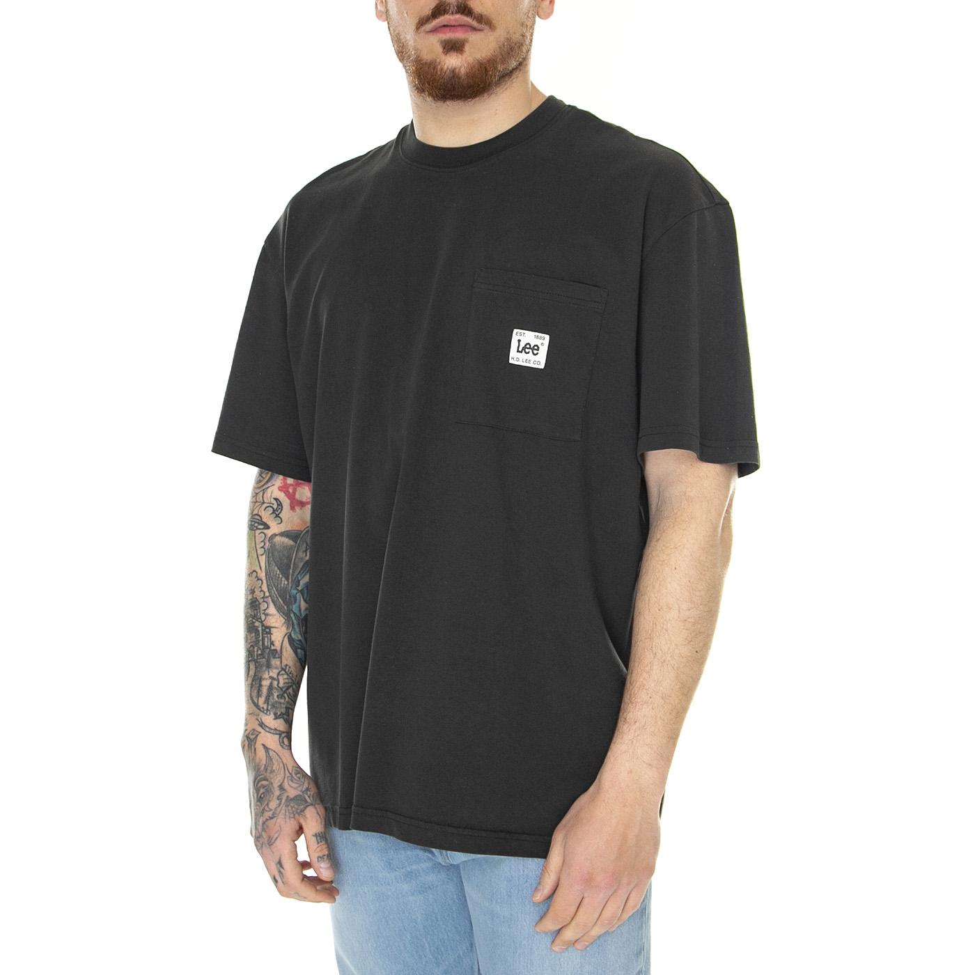 Loose Pocket Tee Washed Black Blue - Maglietta Girocollo Uomo Nera L69QFUON  LEE 