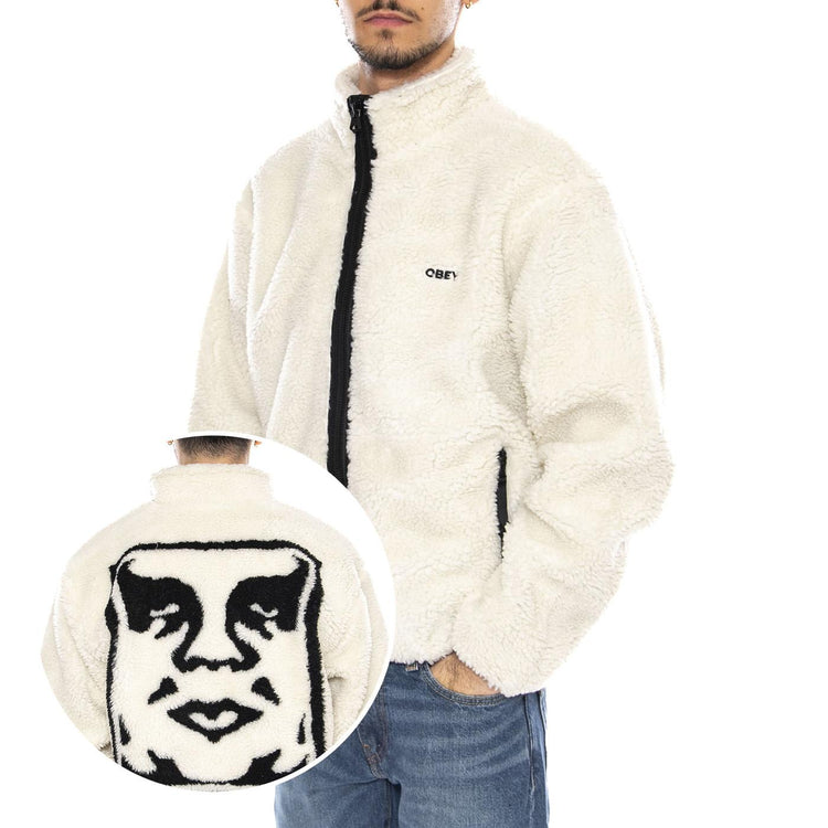 Icon Face Sherpa Jacket Unbleached -- Giacca Uomo Beige Naturale 121800564 UBL OBEY 