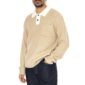 Danny Polo Sweater Khaki - Maglione Polo Uomo Beige 151000088-KHA  OBEY 