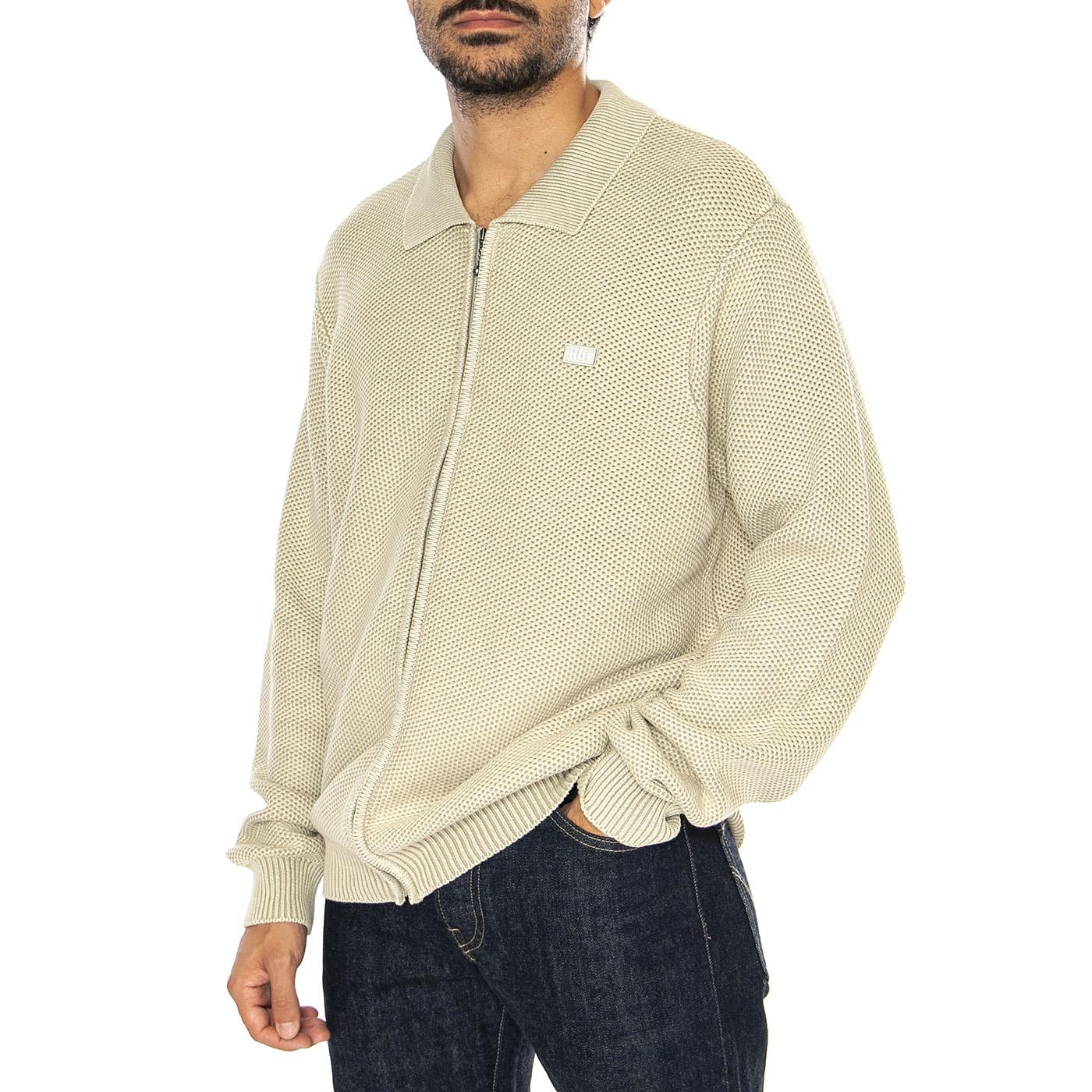 Anton Zip Overdyed Sweater Putty - Maglione con Zip Uomo Beige KN00511-PUTTY  HUF 