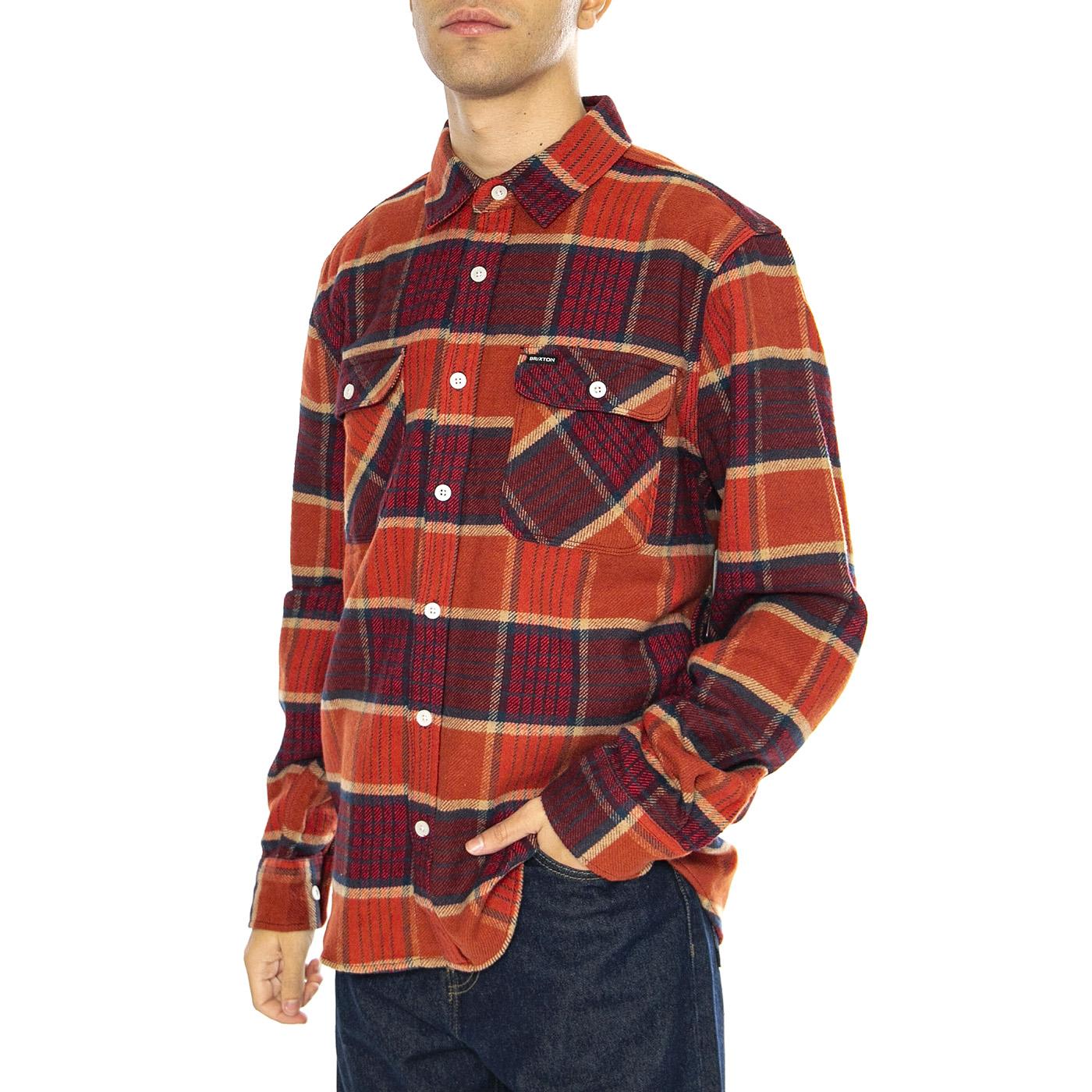 Bowery L/S Flannel Mahogany / Burnt Henna / Mars Red - Camicia Uomo Multicolore 01213-MBHMR . BRIXTON 