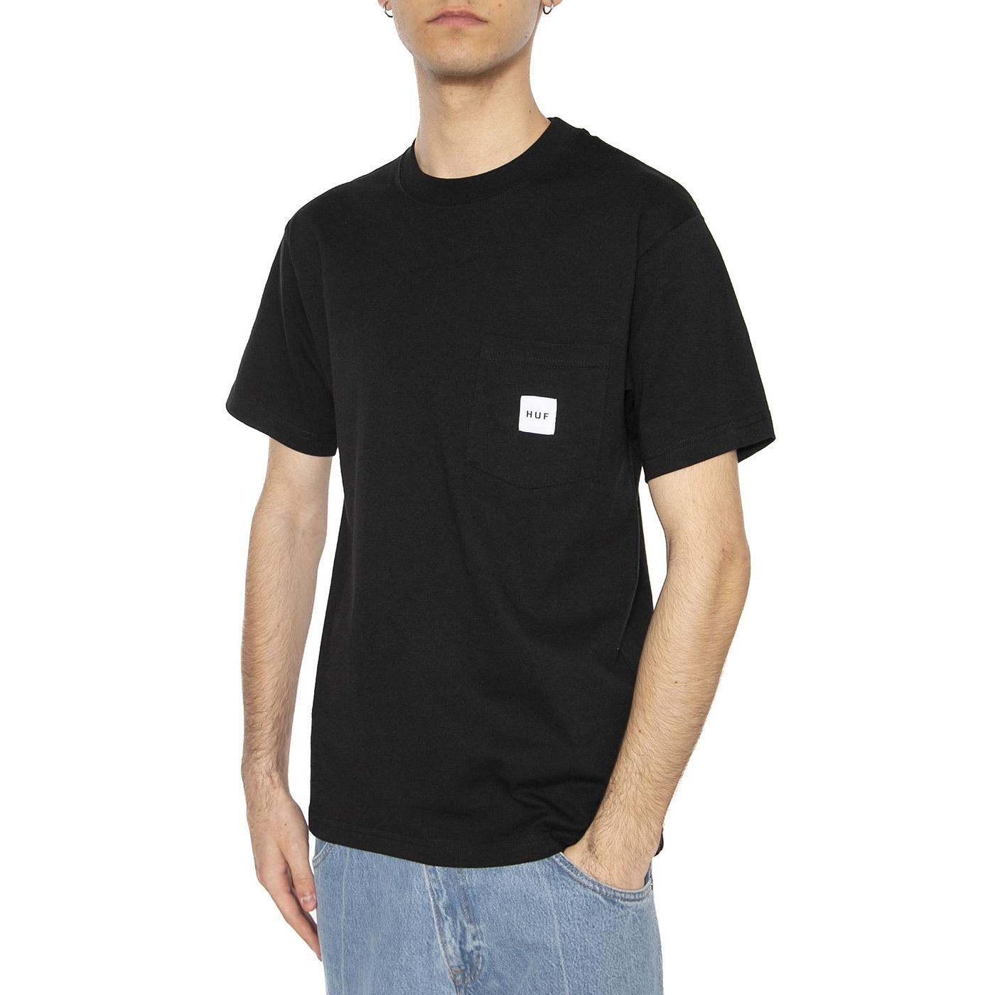 Huf Set Box Logo S/S Pocket Tee Black - Maglietta Girocollo Uomo Nera TS02419-BLACK  HUF 