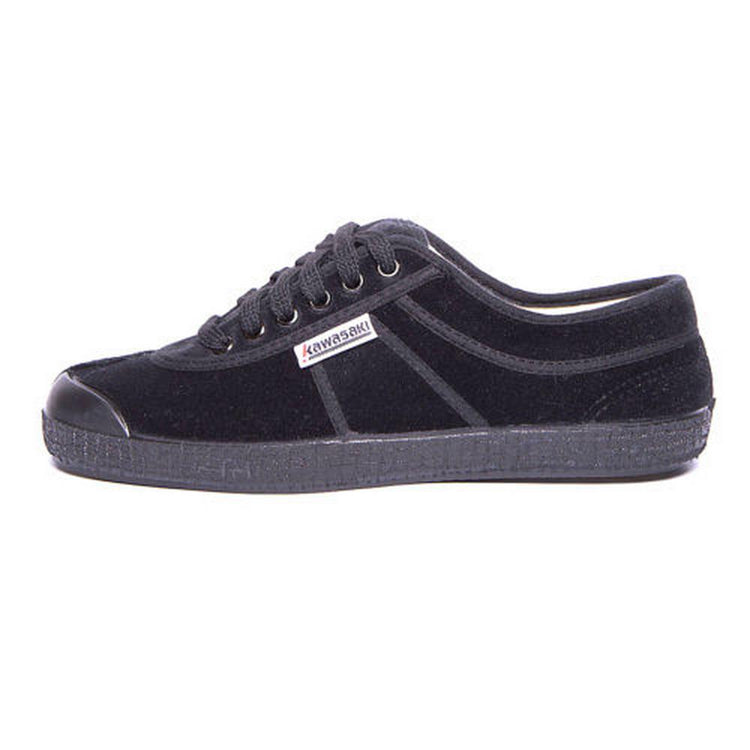 Basic Players Velvet Shoes - Black - Scarpe Stringate Profilo Basso Uomo / Donna Velluto Nere 75495_4  KAWASAKI 