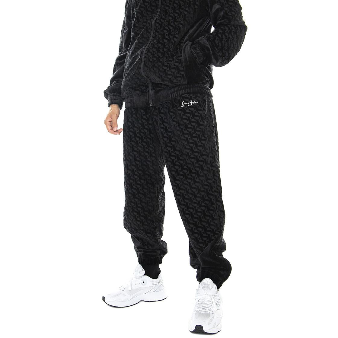 Monogram Devorée Velours Trackpants 01 Black - Pantaloni Jogging Uomo Neri 6004549/222  SEAN JOHN 