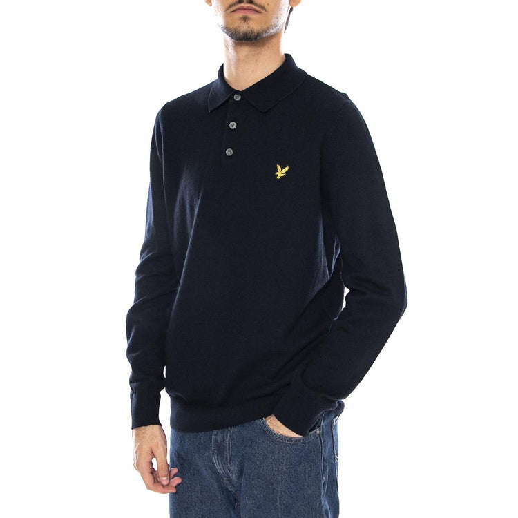 Cotton Merino Long Sleeve Knit Dark Navy - Maglione Polo Uomo Blu KN2113VC-Z271 . LYLE & SCOTT 