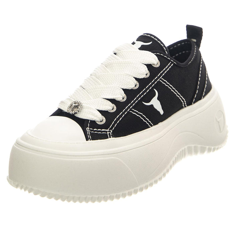 Intentions Black / White Canvas / Brave White - Scarpe Donna Nere WSPINTENTIONS-BLKSIL  WINDSOR SMITH 
